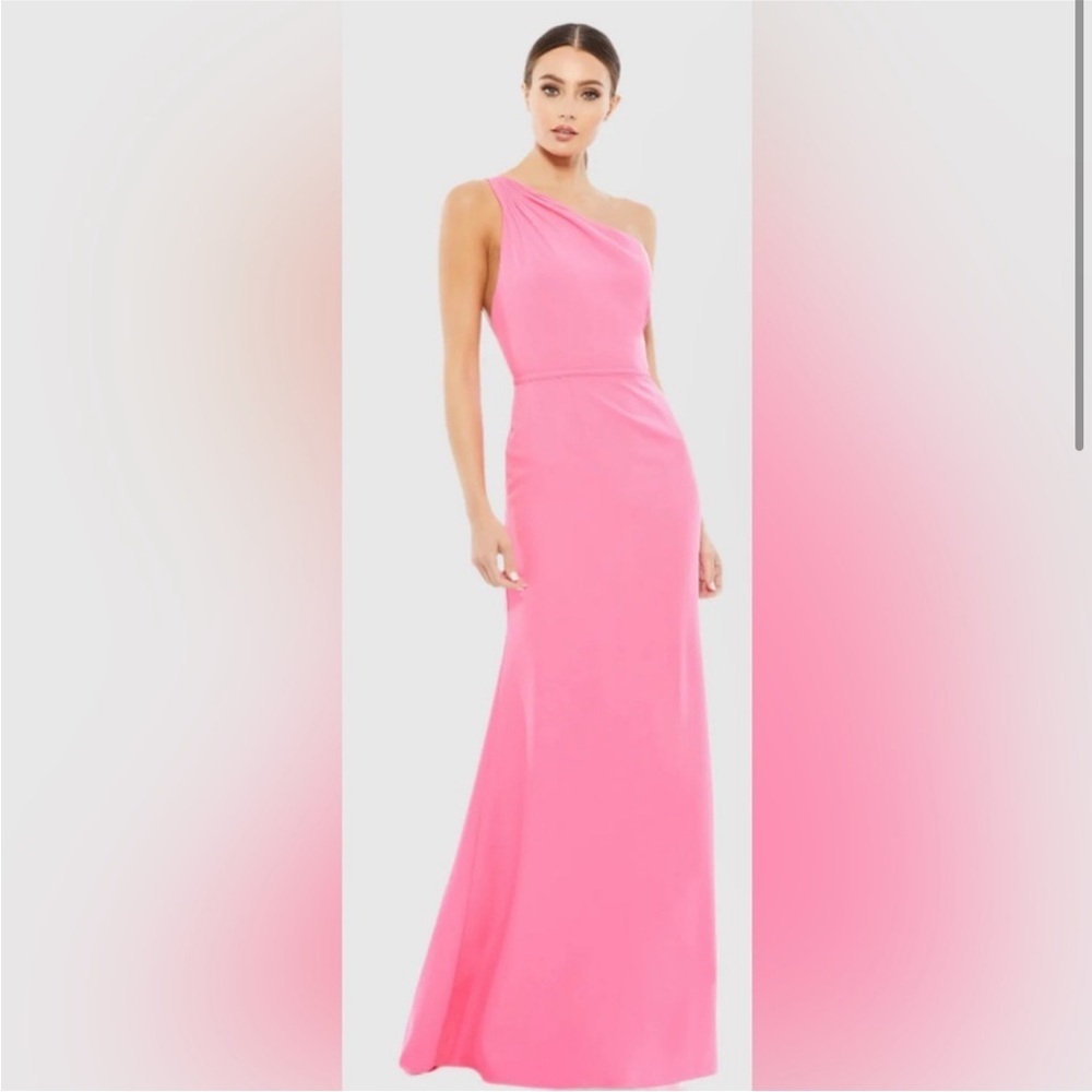 New Ieena for Mac Duggal One Shoulder
Open Back Jersey Mermaid Gown 26266 | 4